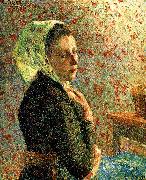 Camille Pissarro Department of green headscarf woman painting